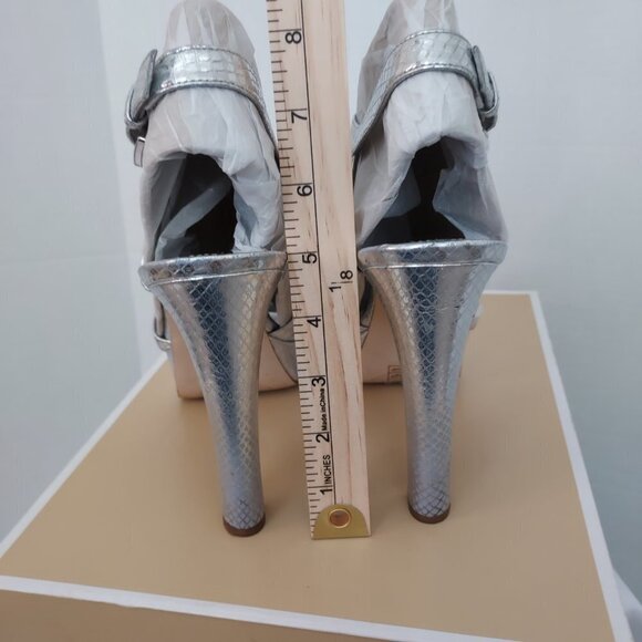 Michael Michael Kors  Catalina Silver Strappy Platform Sandals - Picture 2 of 6